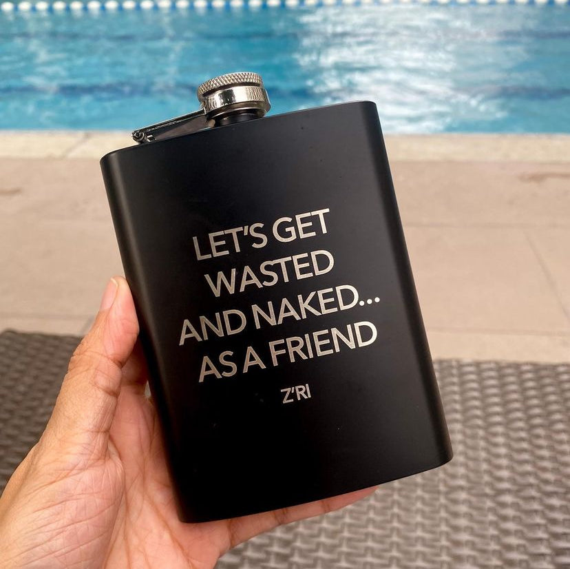 Premium Black Hip Flask 8oz